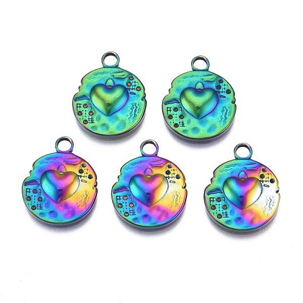 Rack Plating Rainbow Color 304 Stainless Steel Pendant Rhinestone Settings
