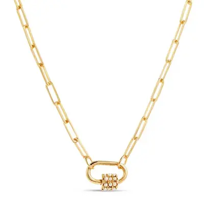 Daphne Gold Necklace with Pearl Carabiner lock