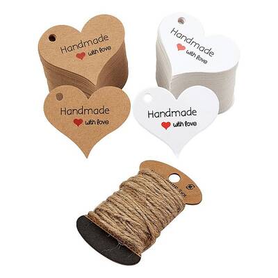 200Pcs 2 Colors Heart Paper Gift Hang Tags