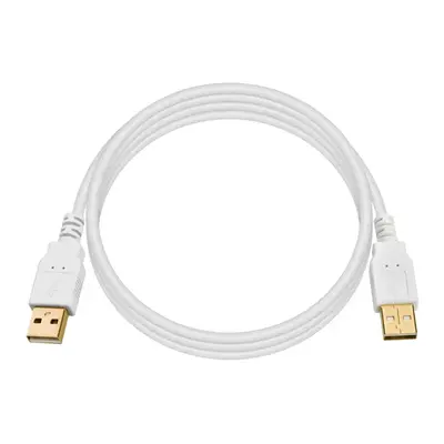 8611 Monoprice USB-A to USB-A 2.0 Cable 28/24AWG Gold Plated White 6ft
