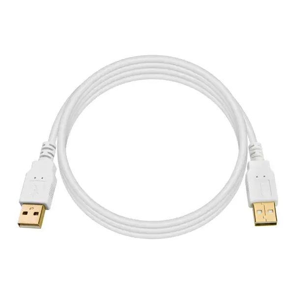 8611 Monoprice USB-A to USB-A 2.0 Cable 28/24AWG Gold Plated White 6ft