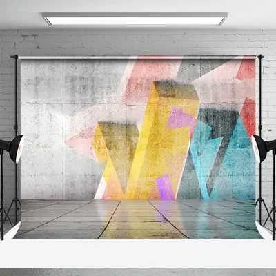 Retro Stereoscopic Room Graffiti Wall Photo Backdrop - Aperturee