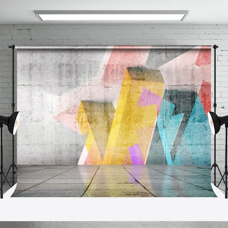Retro Stereoscopic Room Graffiti Wall Photo Backdrop - Aperturee