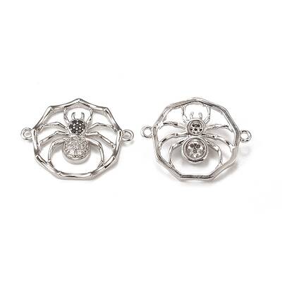 Halloween Brass Pave Clear & Black Cubic Zirconia Connector Charms