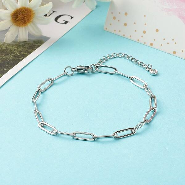 Tarnish Resistant 304 Stainless Steel Paperclip Chains Bracelet