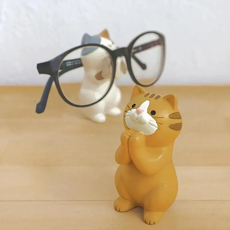 Cute Cat Design Glasses Holder for Mean Girls Decorations, 1 Count Cartoon Animal Ornament without Glasses, Home Decor for Li...