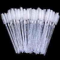 Summer Disposable Crystal Eyelash Brushes, 50pcs/set Travel Eye Makeup Tools, Lash Brush, Shining Handle Eyelash Spoolie Brus...