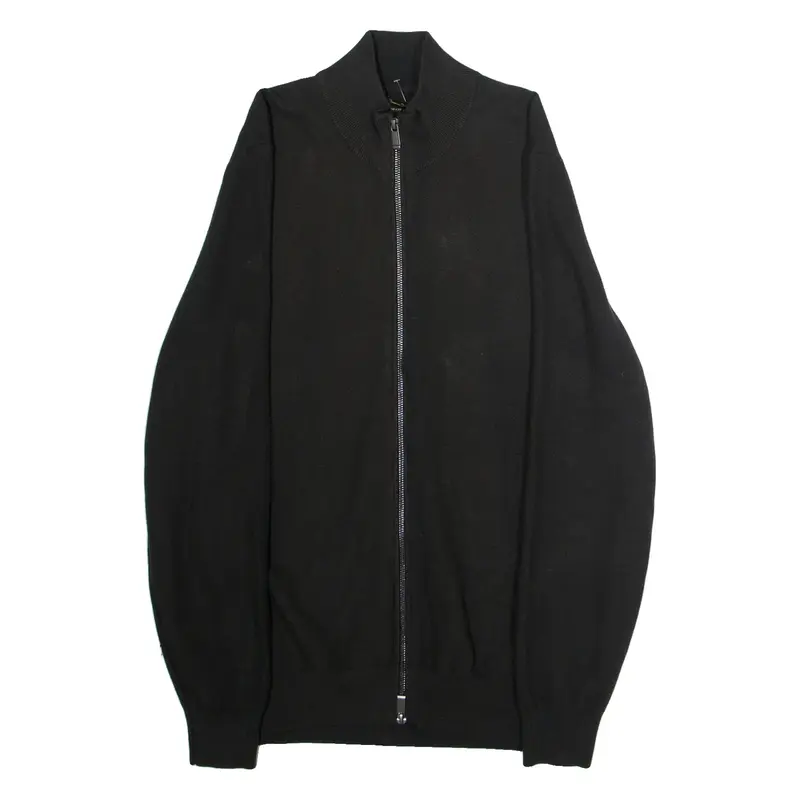 MASSIMO DUTTI Mens Track Jacket Black Knit Viscose M