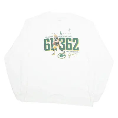 REEBOK NFL All Time Career Yardage Leader 61362 Yards To Count Green Bay Packers Mens T-Shirt White USA L