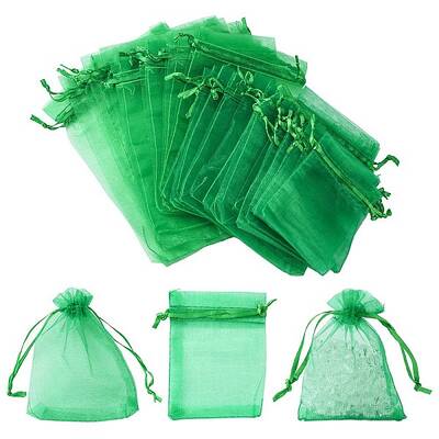 30Pcs 4 Styles Rectangle Organza Bags Jewellery Storage Pouches Wedding Favour Party Mesh Drawstring Gift