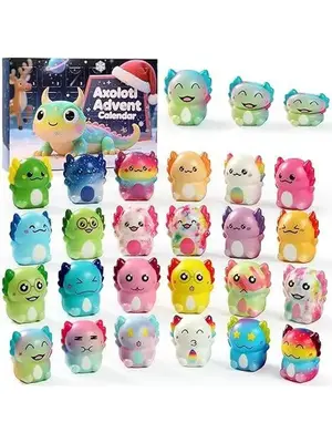 Christmas Special 2025 Slow Rising Advent Calendar 2025 with 24 Pcs Squeeze Axolotl Toy for Vacation Countdown Calendar Stres...
