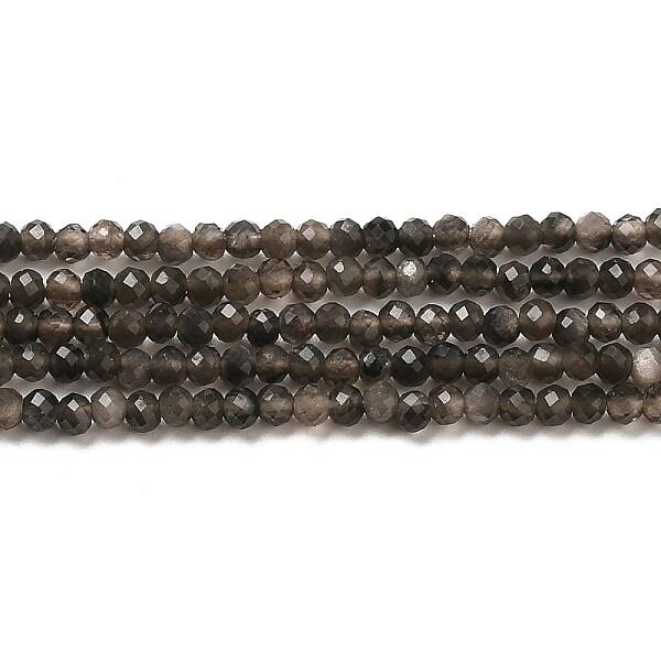 Natural Silver Sheen Obsidian Beads Strands