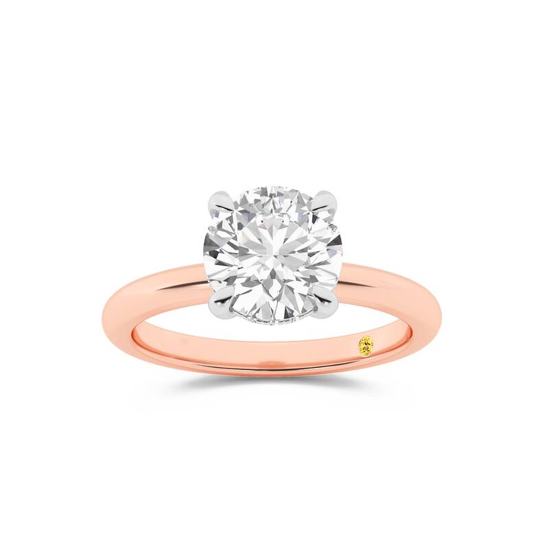 Fez Lab Grown Hidden Halo Round Diamond Engagement RIng | 18K Rose Gold 1 5/8 ct. tw.