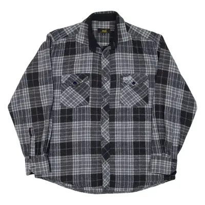 JACK WOLFSKIN Mens Flannel Shirt Grey Check Long Sleeve M