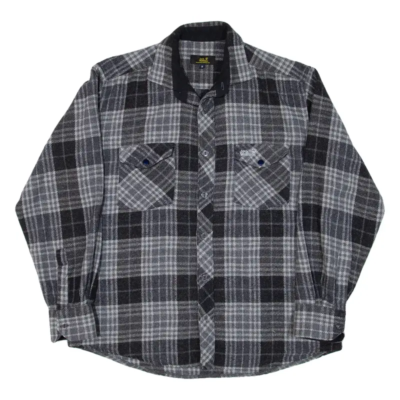 JACK WOLFSKIN Mens Flannel Shirt Grey Check Long Sleeve M