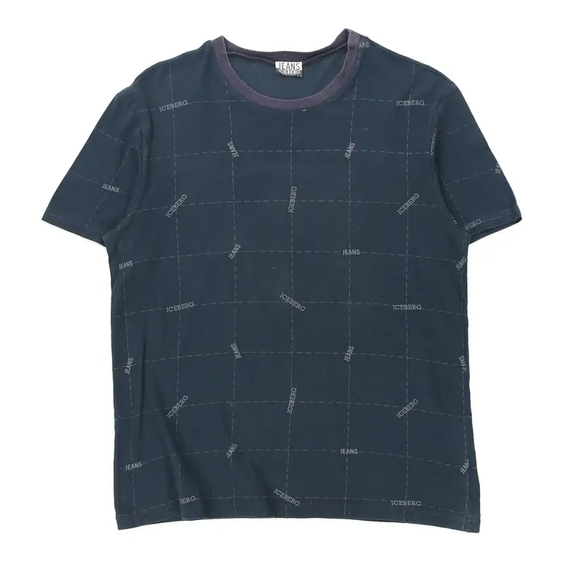 Iceberg Jeans Graphic T-Shirt - Medium Blue Cotton