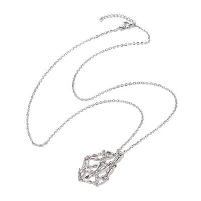 Crystal Stone Cage Pendant Necklaces