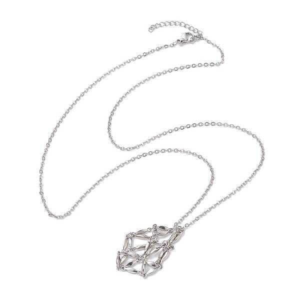 Crystal Stone Cage Pendant Necklaces