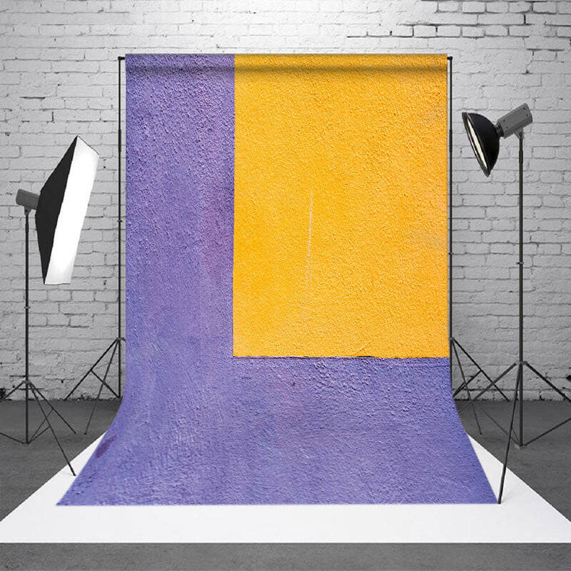 Purple Yellow Cement Paint Wall Fine Art Backdrop - Aperturee