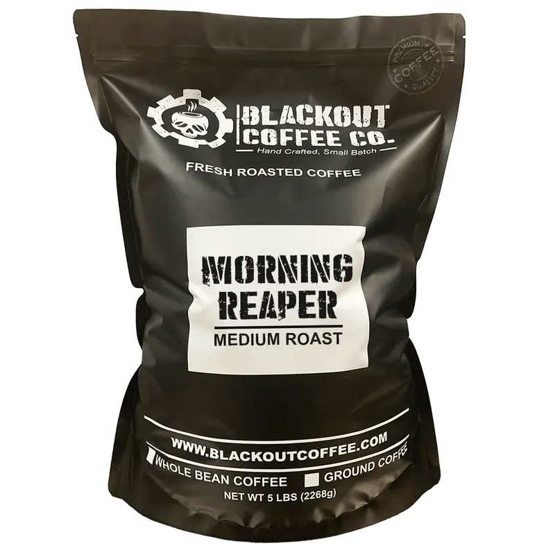 Morning Reaper Medium Roast 5 LB - Whole Bean - Ground Coffee - 100% Arabica Beans - South American Premium Coffee Beans, Gro...
