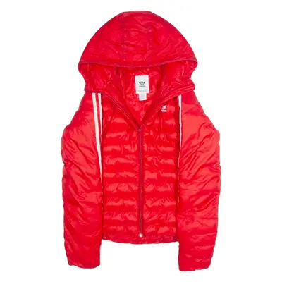 ADIDAS Womens Puffer Jacket Red Hooded S