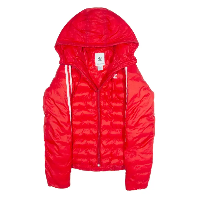ADIDAS Womens Puffer Jacket Red Hooded S