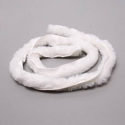 White Faux Fur Ribbon Trim Fabric Roll for Christmas Tree Decor or Wreath Bows Craft