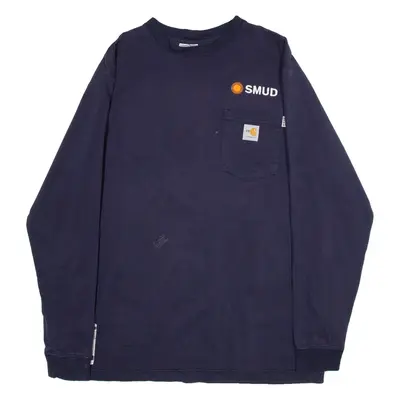 CARHARTT Regular Fit Mens T-Shirt Blue Long Sleeve M