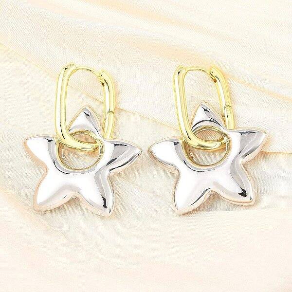 Star Brass Hoop Earrings for Women