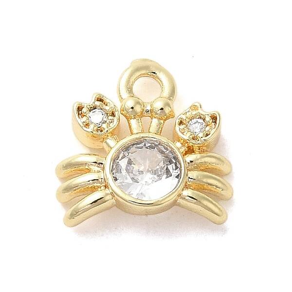 Marine Animal Theme Golden Brass Micro Pave Clear Cubic Zirconia Pendants