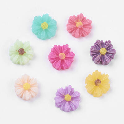 Mixed Resin Flower Cabochons