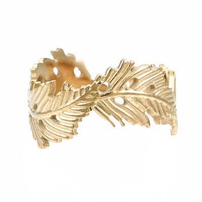 304 Stainless Steel Leaf Open Cuff Ring