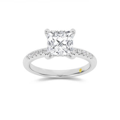 Aurelia Quarter Coverage Hidden Halo Princess Cut Lab Grown Diamond Engagement Ring | 18K White Gold 4 3/8 CT. TW.