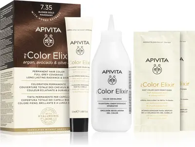Apivita My Color Elixir ammonia-free hair dye color 7.35 Mahogany Gold Blonde