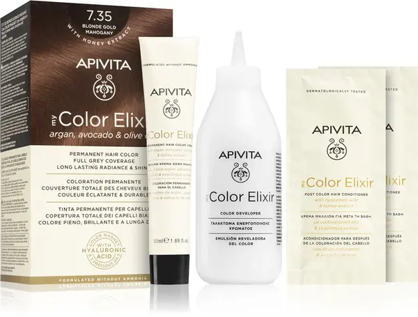 Apivita My Color Elixir ammonia-free hair dye color 7.35 Mahogany Gold Blonde