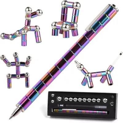 Deformable Magnet Writing Pen, 1 Set Multifunctional Ballpoint Pen, Stress Reducing Fidget Gift Pen for Friend, Office Access...