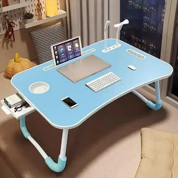 Ultra Large Portable Laptop Bed Table with USB Ports, Cup Holder, Drawer, Fan, and Light - Perfect for Eating, Reading, and W...