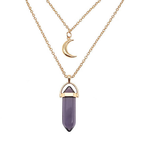 Dyed Natural Jasper Cone Pendant Double Layer Necklace