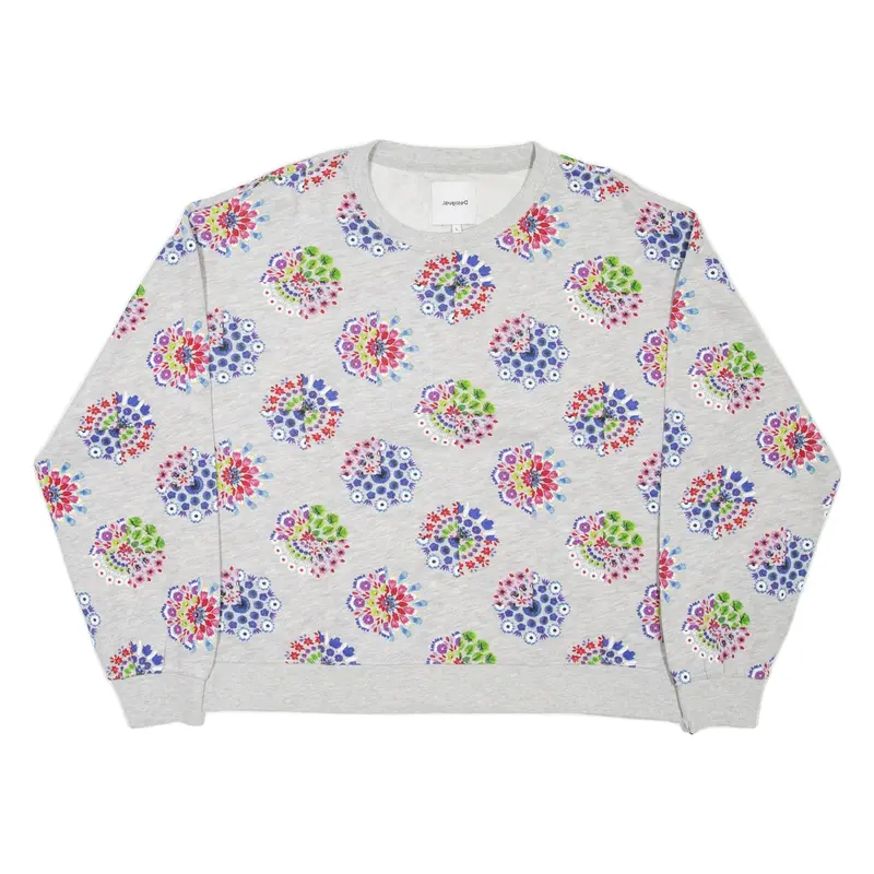 DESIGUAL Womens Patterned Jumper Grey Floral L