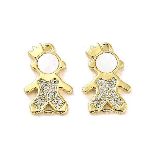 Brass Micro Pave Clear Cubic Zirconia Prince Connector Charms