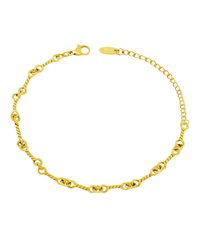 18K Gold Rope Link Chain Bracelet