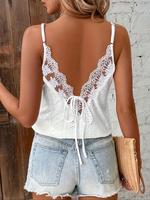 Women's Plain Tie Back Cami Top, Casual Sleeveless Top for Summer, Women's Clothing for Daily Wear