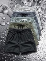 Men's Zipper Pocket Shorts, Regular Fit Casual Drawstring Waist Shorts for Daily Outdoor Wear, Men Bottoms for All Seasons, C...