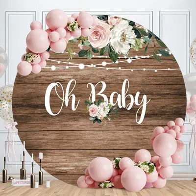 Aperturee Oh Baby Flower Circle Baby Shower Backdrop For Party
