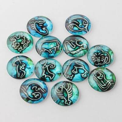 Constellation/Zodiac Sign Printed Glass Cabochons