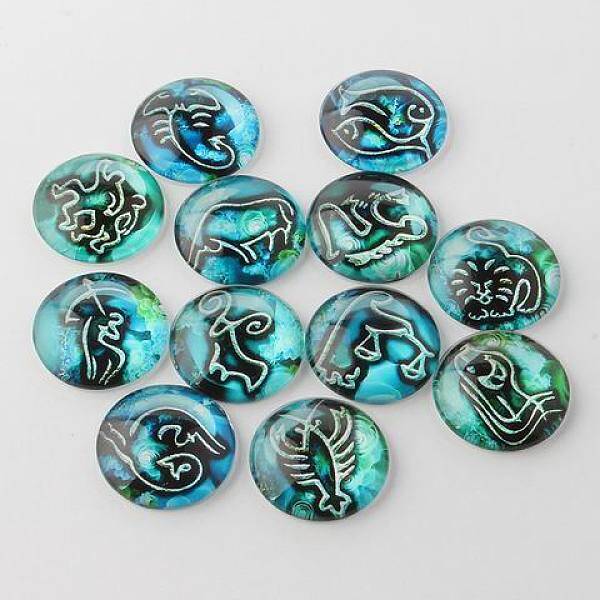 Constellation/Zodiac Sign Printed Glass Cabochons