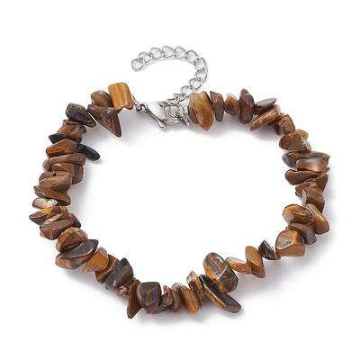 Natural Tiger Eye Chips Beaded Bracelet