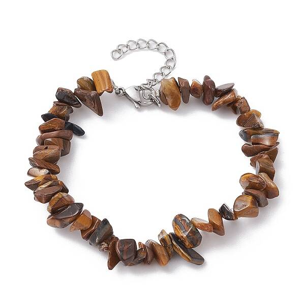 Natural Tiger Eye Chips Beaded Bracelet