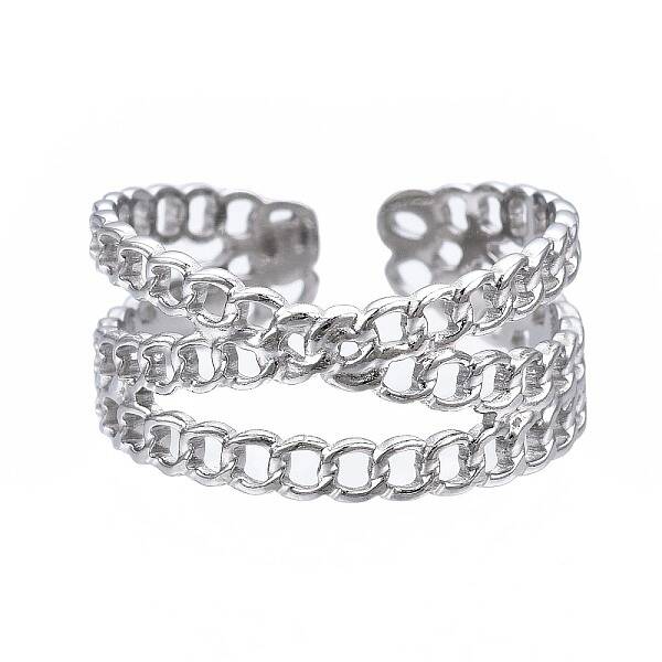 Non-Tarnish 304 Stainless Steel Criss Cross Open Cuff Ring