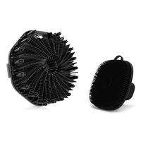 Black Bath Brush & Face Cleaning Brush Set, 2 Counts Silicone Reusable Bathing Brush, Shower Power Scrubber, Bathroom Accesso...